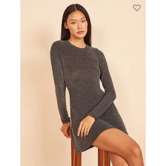 NEW Reformation Riley Dress Silver Sparkle XL - Picture 5 of 11